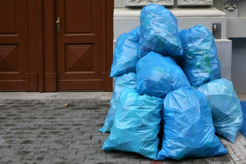 Collection of rubble, timber, and renovation waste from a city building site