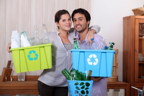 Responsible waste collection with PPE and safety awareness